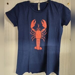 Navy Lobster Graphic Tee - Women's Casual Top